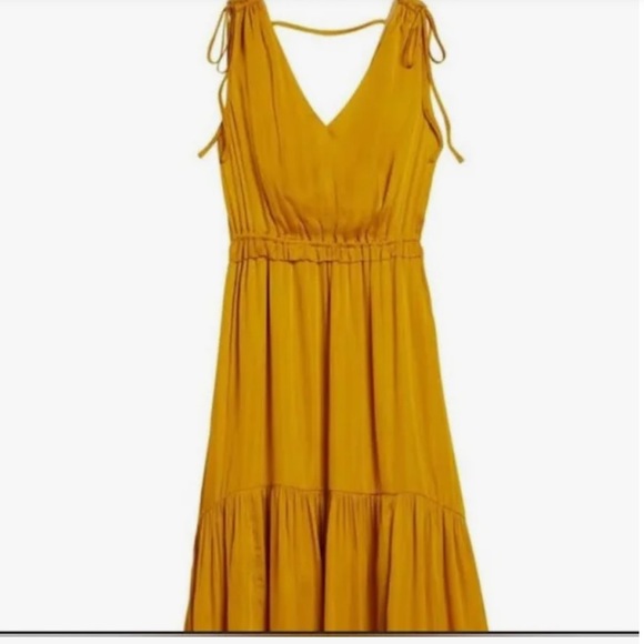 Banana Republic Deep Golden Rod Silky V-Neck Dress - Picture 1 of 6